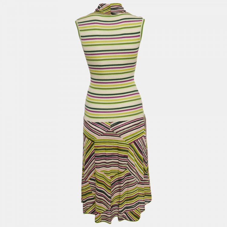 Pre Owned Missoni Sport Multicolor Strip Patterned Wool Knit Short Dress S