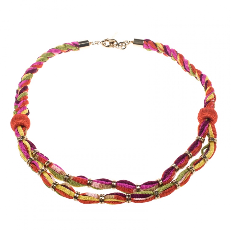 Pre Owned Missoni Multicolor Double Rope Braided Necklace