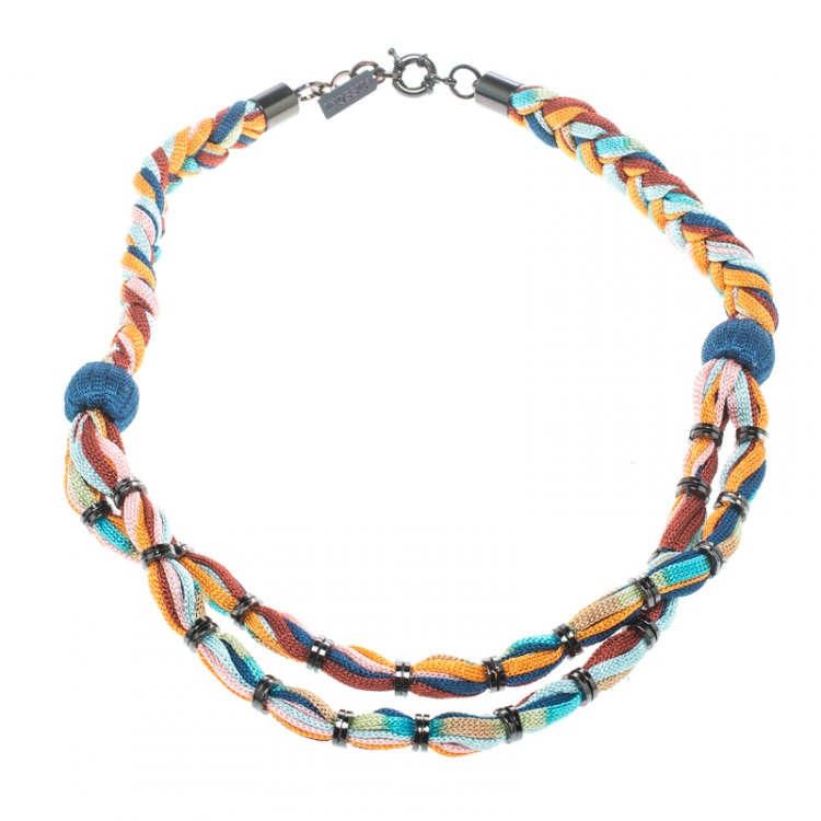 Pre Owned Missoni Multicolor Double Rope Braided Necklace