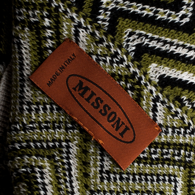 Pre Owned Missoni Multicolor Chevron Patterned Jacquard Knit Scarf