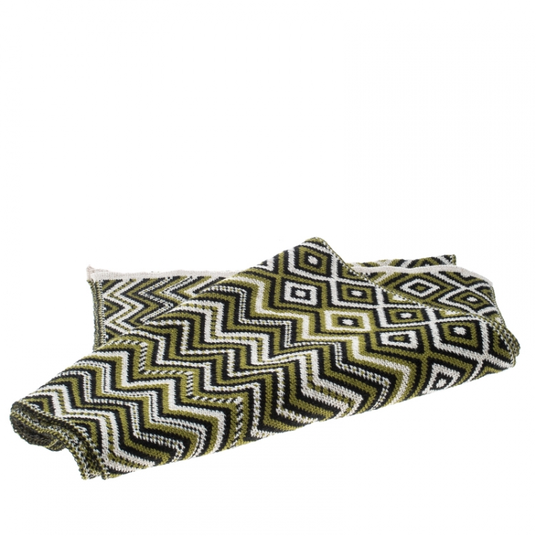 Pre Owned Missoni Multicolor Chevron Patterned Jacquard Knit Scarf