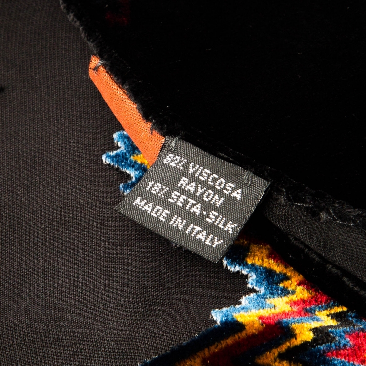 Pre Owned Missoni Black Velvet Chevron Patterned Burnout Detail Scarf