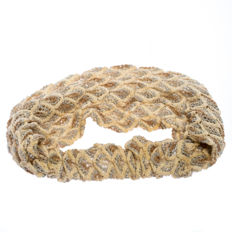Pre Owned Missoni Cream Lurex Feathered Crochet Knit Headband 