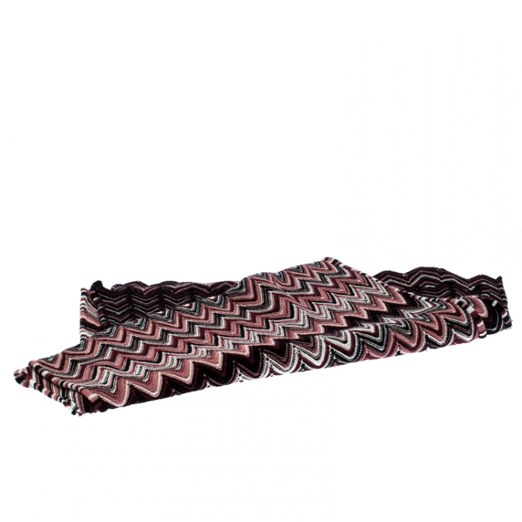 Pre Owned Missoni Multicolor Chevron Wool Knit Stole 