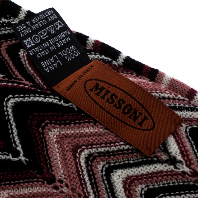 Pre Owned Missoni Multicolor Chevron Wool Knit Stole 