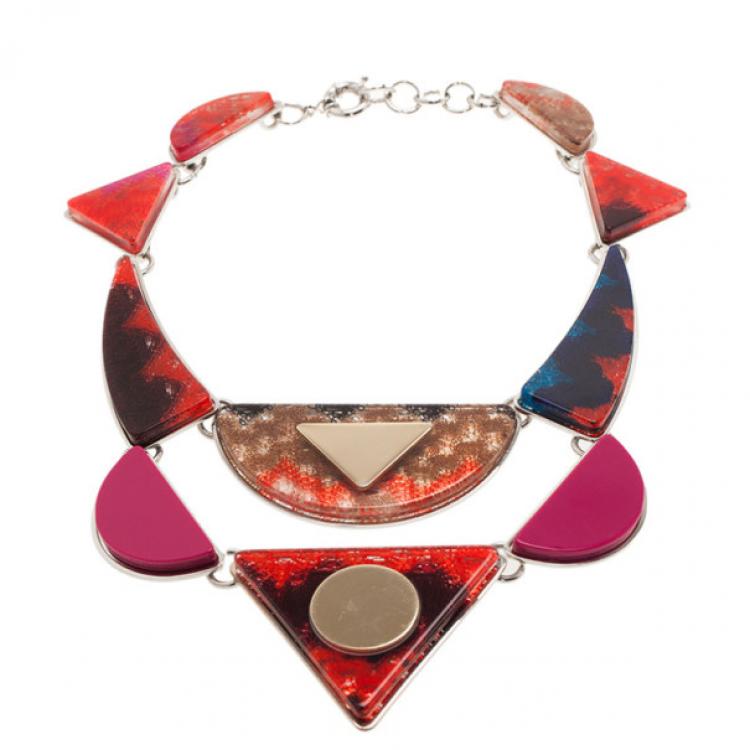 Pre Owned Missoni Geometric Acetate Bib Necklace