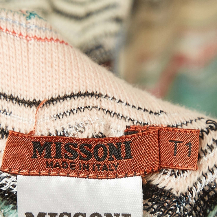 Pre Owned Missoni Multicolor Chevron Knit Cotton Blend Scarf