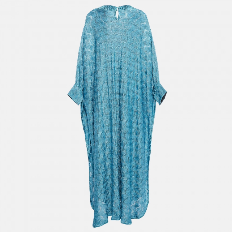 مملوكة مسبقًا Missoni Blue Lurex Knit Maxi Kaftan Dress M