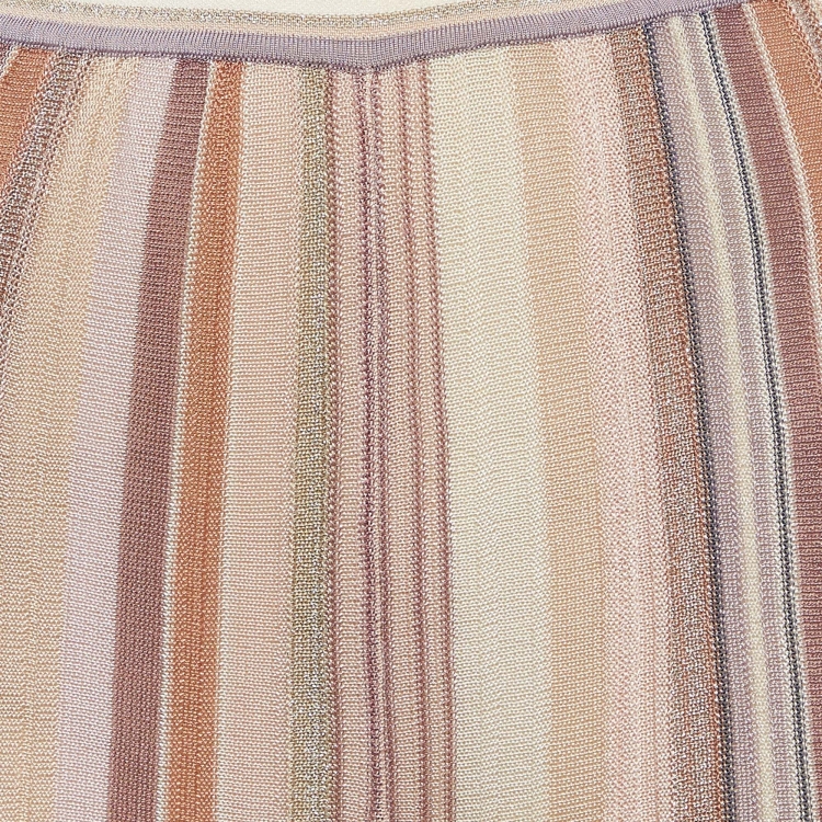 Pre Owned Missoni Pink Striped Lurex Knit Wide-Leg Trousers M