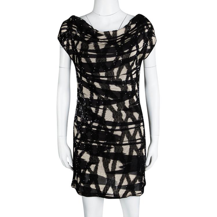 مملوكة مسبقًا Missoni Black and Beige Sequined Crochet Knit Lietta Dress S