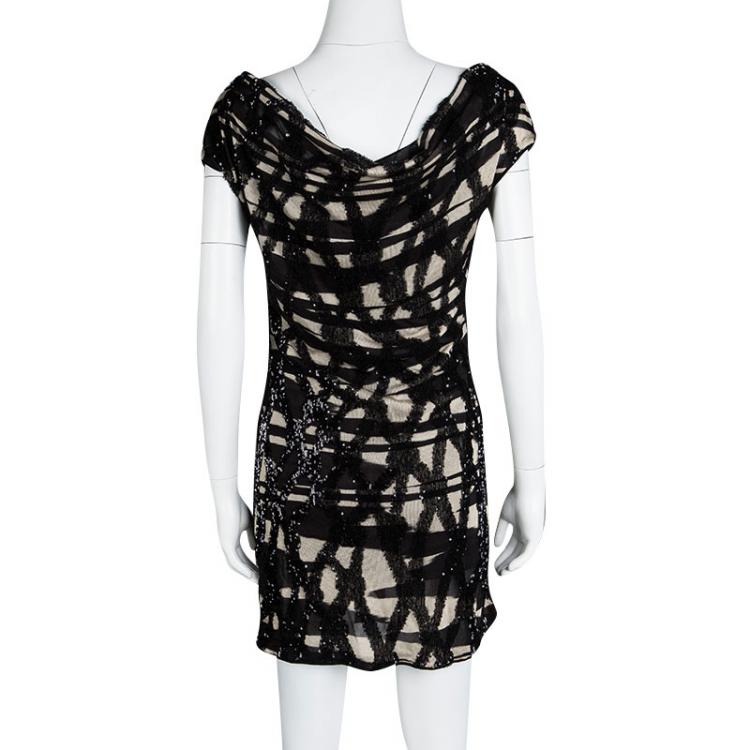مملوكة مسبقًا Missoni Black and Beige Sequined Crochet Knit Lietta Dress S
