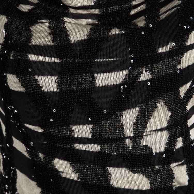 مملوكة مسبقًا Missoni Black and Beige Sequined Crochet Knit Lietta Dress S