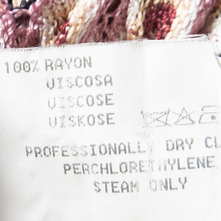 Pre Owned Missoni Multicolor Patterned Perforated Knit Cardigan and Skirt Set L