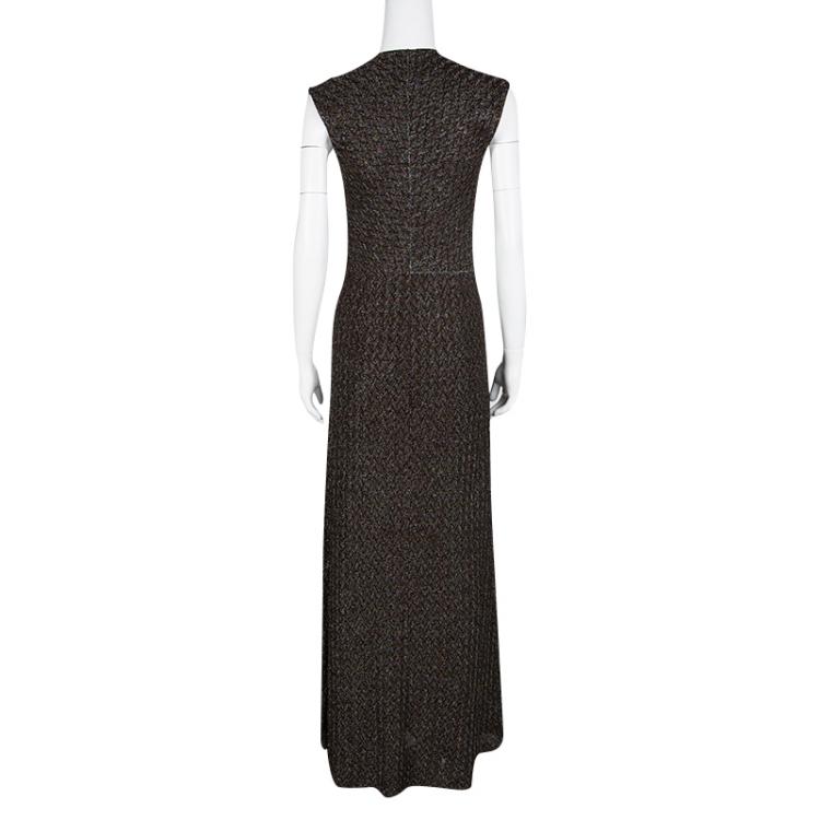 Pre Owned Missoni Multicolor Lurex Knit V-Neck Sleeveless Maxi Dress S