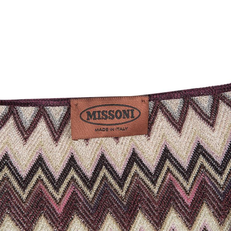 Pre Owned Missoni Multicolor Lurex Knit Chevron Pattern Open Front Shrug L