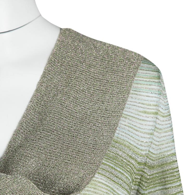 Pre Owned Missoni Multicolor Striped Lurex Knit Long Sleeve Top M