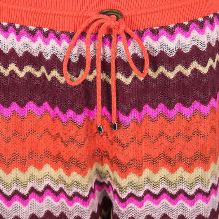 Pre Owned Missoni Multicolor Wave Pattern Knit Track Pants M