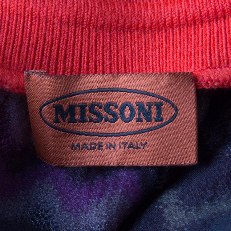 Pre Owned Missoni Multicolor Wave Pattern Knit Track Pants M