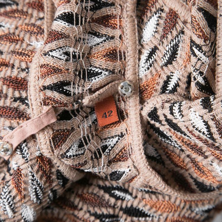 Pre Owned Missoni Multicolor Perforated Jacquard Knit Paneled Sleeveless Dress M
