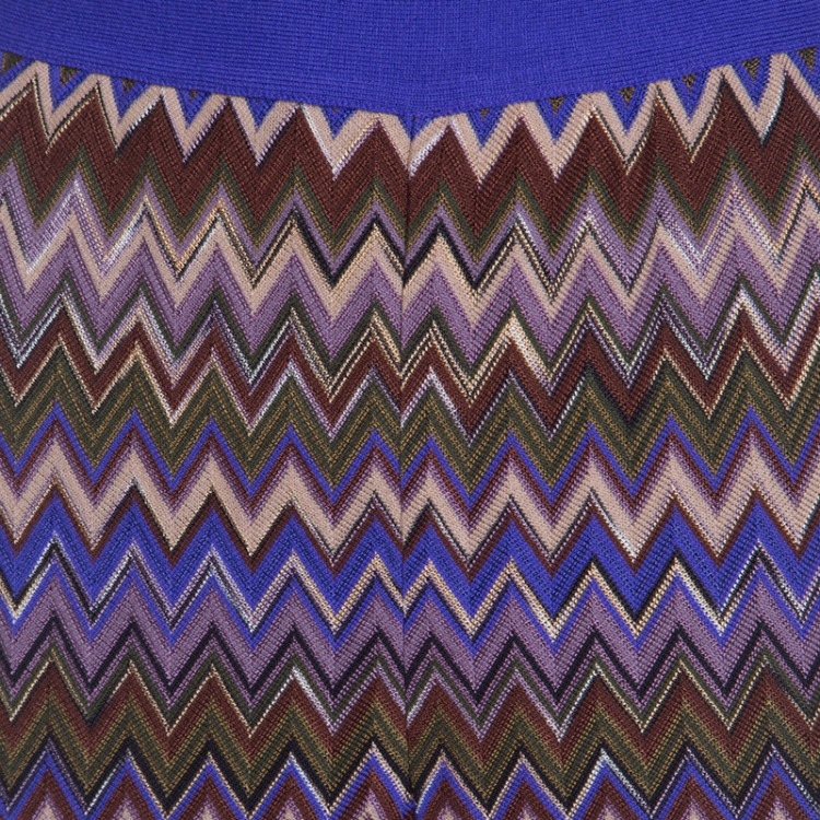 Pre Owned Missoni Multicolor Chevron Knit Elasticized Waist Pants L