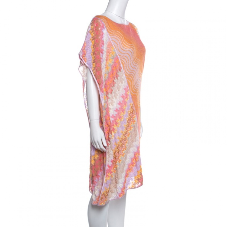 Pre Owned Missoni Mare Multicolor Patterned Knit Kaftan Tunic L