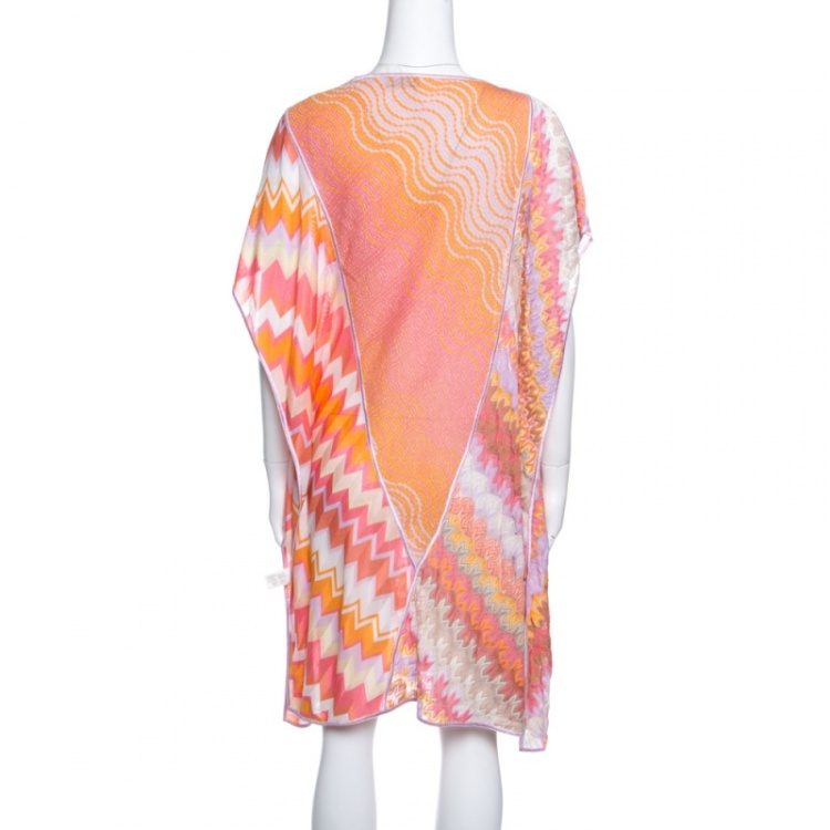 Pre Owned Missoni Mare Multicolor Patterned Knit Kaftan Tunic L