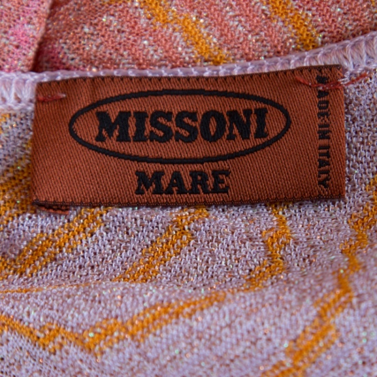 Pre Owned Missoni Mare Multicolor Patterned Knit Kaftan Tunic L