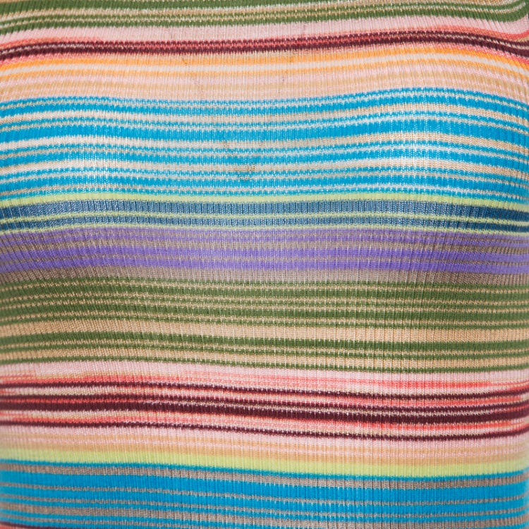 Pre Owned Missoni Multicolor Striped Rib Knit Sleeveless Tank Top S