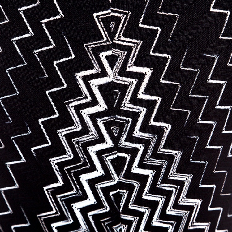 Pre Owned Missoni Black Chevron Pattern Knit Maxi Skirt M