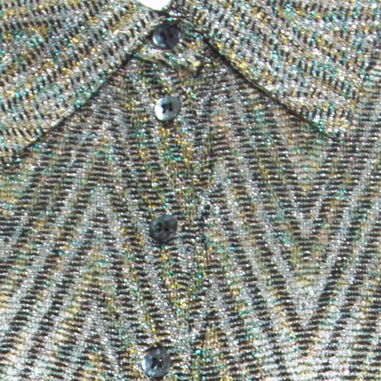 Pre Owned Missoni Multicolor Lurex Knit Chevron Pattern Long Sleeve Bodysuit M