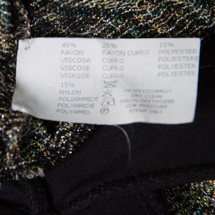 Pre Owned Missoni Multicolor Lurex Knit Chevron Pattern Long Sleeve Bodysuit M