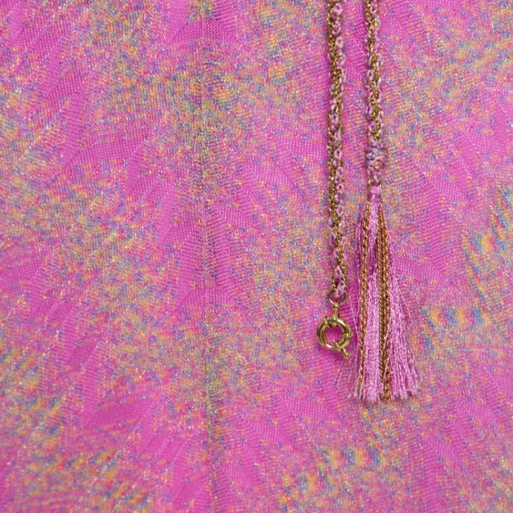 Pre Owned Missoni Pink Zig Zag Patterned Lurex Knit Sleeveless Maxi Dress S