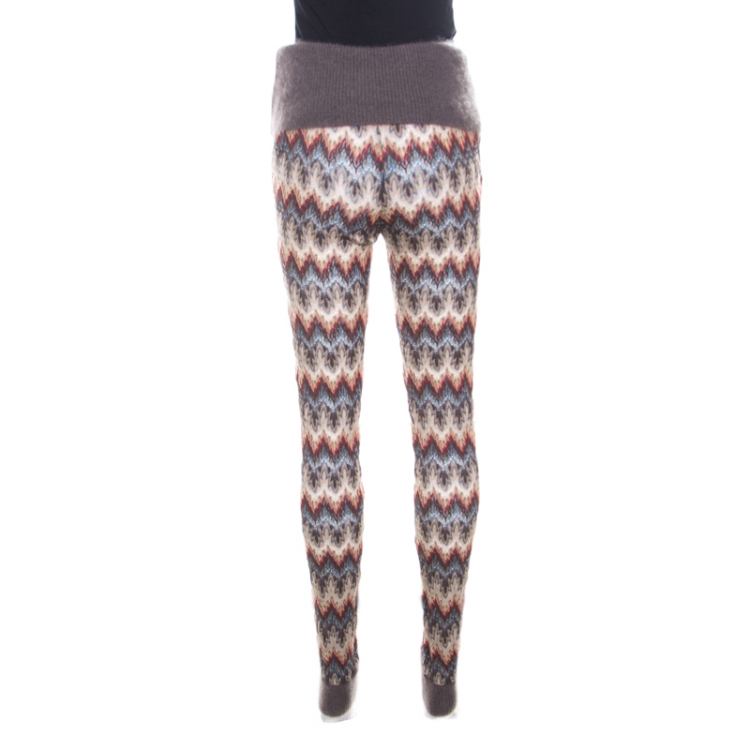 Pre Owned Missoni Multicolor Perforated Knit Fold Over Waist Detail Jogger Pants S