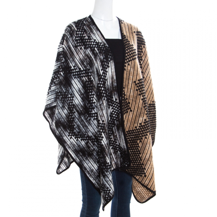 Pre Owned Missoni Multicolor Chunky Knit Open Front Poncho ( One Size )