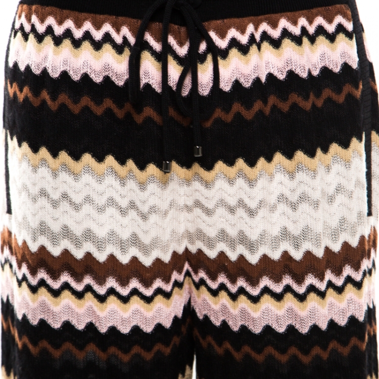 Pre Owned Missoni Multicolor Patterned Knit Drawstring Detail Pants M