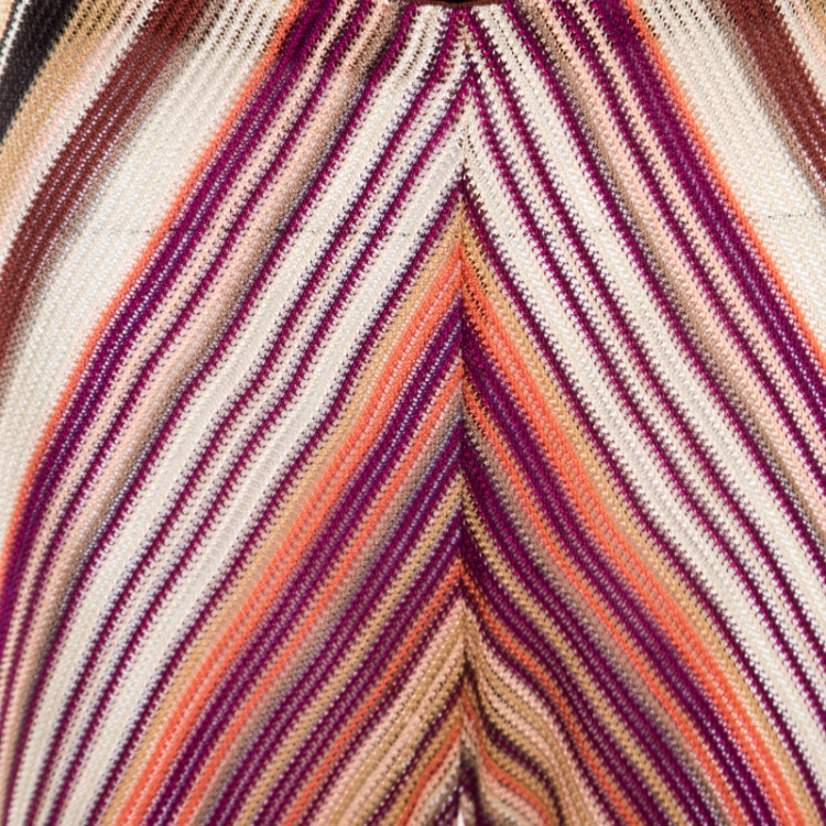 Pre Owned Missoni Multicolor Chevron Patterned Knit High Waist Pants M