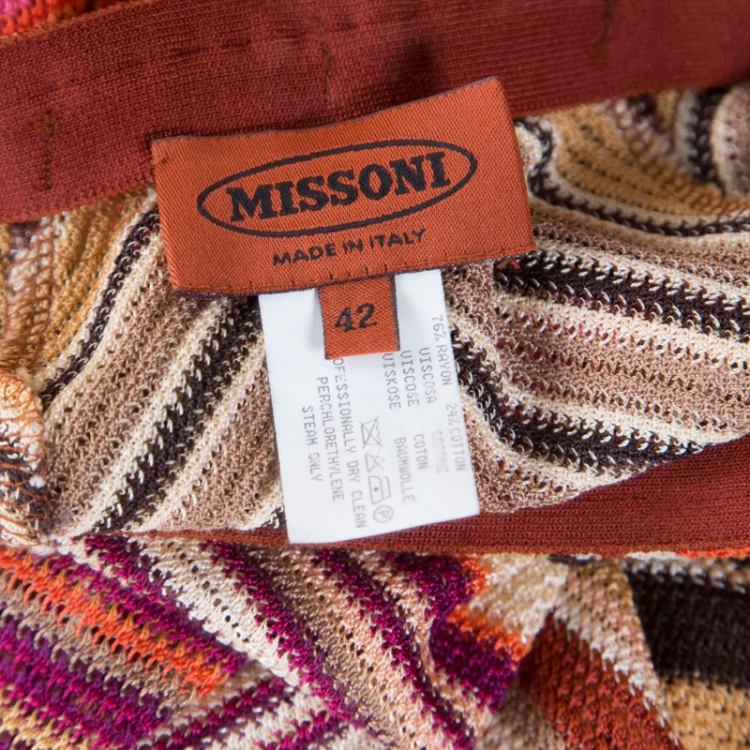 Pre Owned Missoni Multicolor Chevron Patterned Knit High Waist Pants M