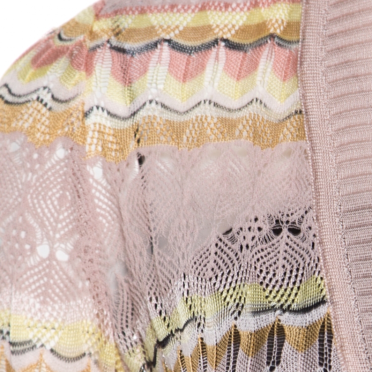 Pre Owned Missoni Multicolor Perforated Knit Cardigan S