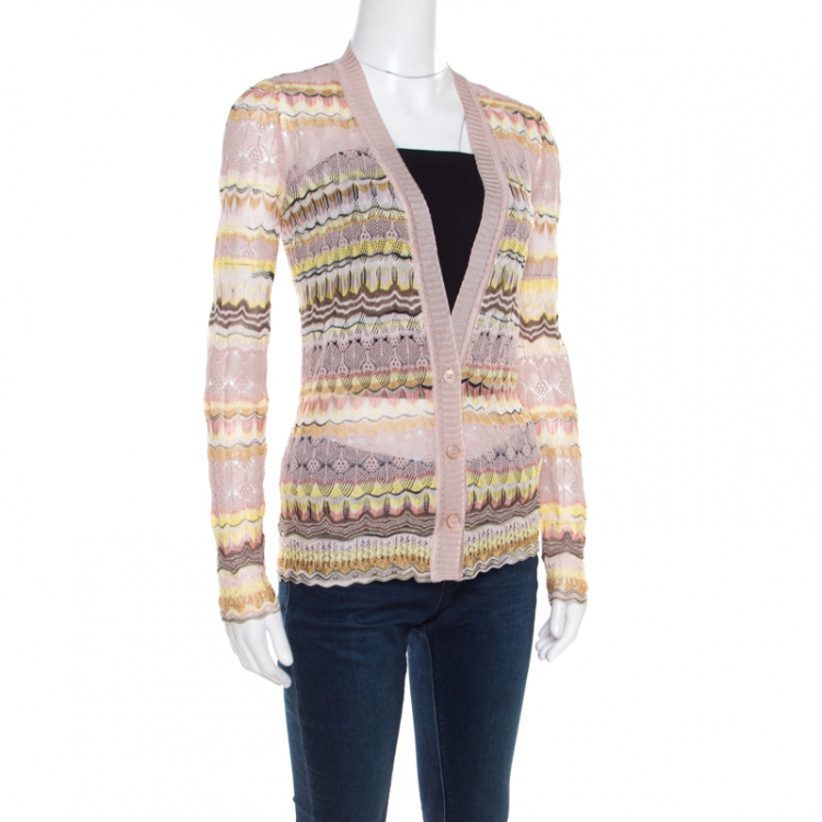 Pre Owned Missoni Multicolor Perforated Knit Cardigan S