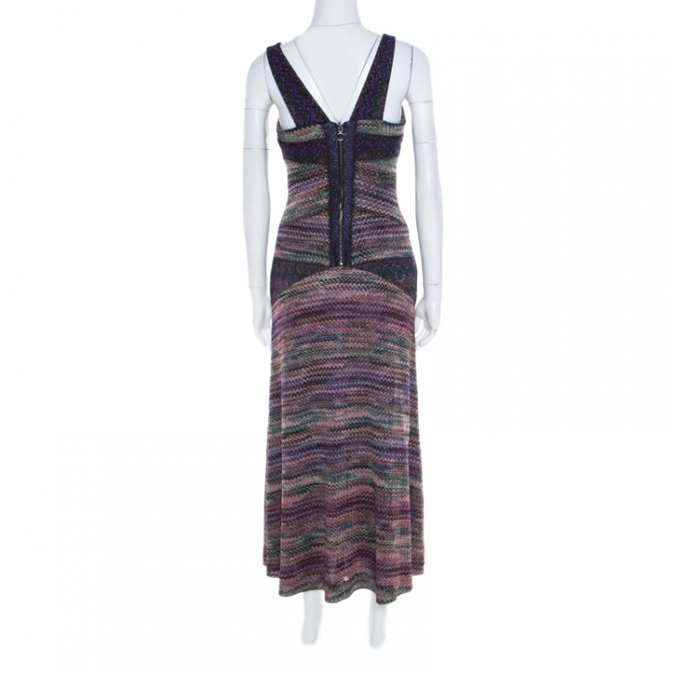 Pre Owned Missoni Multicolor Lurex Knit Sleeveless Maxi Dress M