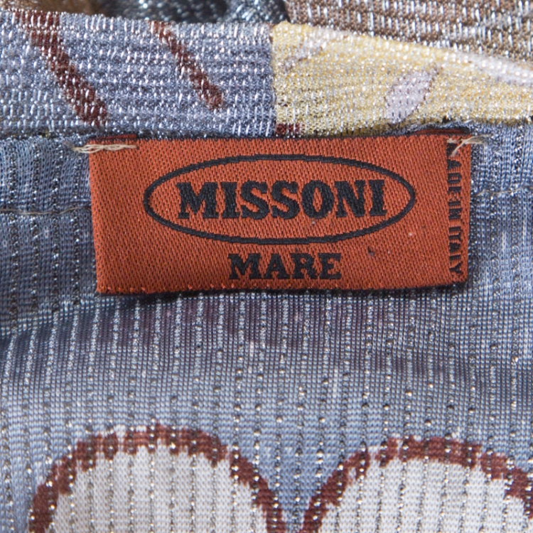 Pre Owned Missoni Mare Multicolor Lurex Knit Tie Detail Kaftan Top M