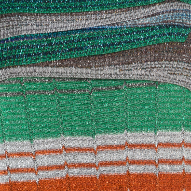 Pre Owned Missoni Multicolor Irregular Striped Lurex Knit Sleeveless Maxi Dress S 
