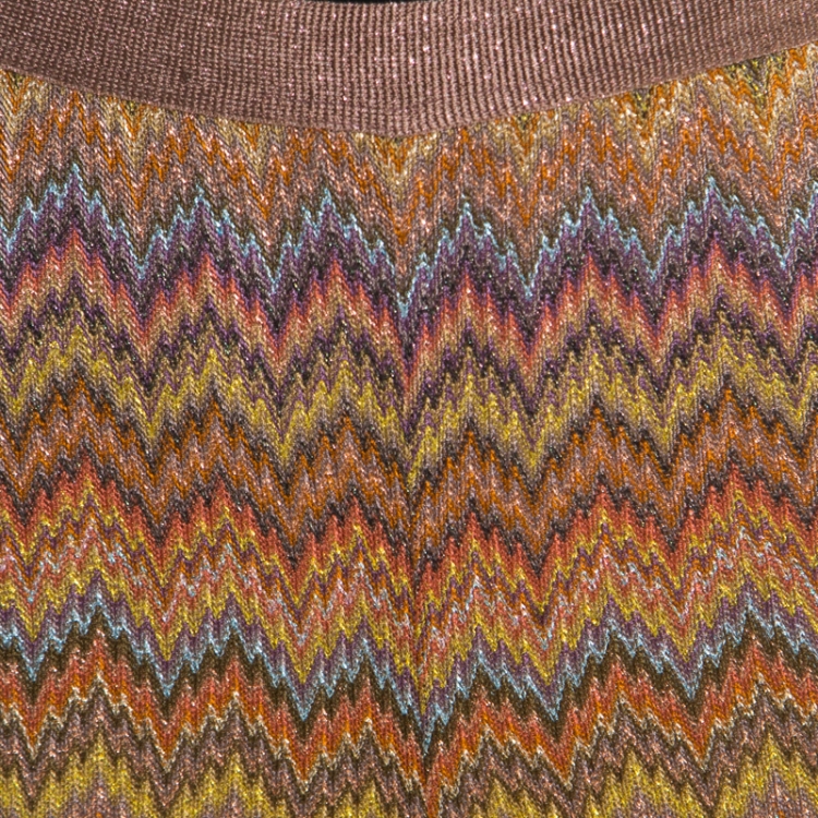 Pre Owned Missoni Multicolor Chevron Patterned Lurex Knit Elasticized Waist Pants S