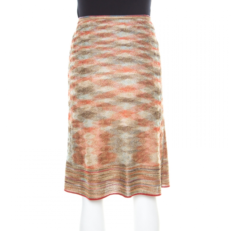 Pre Owned Missoni Multicolor Lurex Knit A Line Skirt M