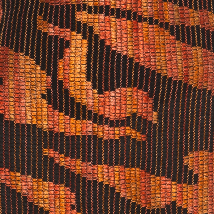 Pre Owned Missoni Black and Orange Textured Woven Slit Detail Midi Skirt L
