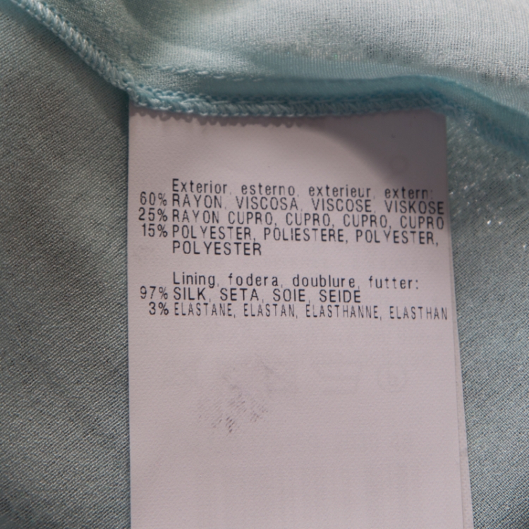 Pre Owned Missoni Blue and Silver Chevron Pattern Perforated Lurex Knit Maxi Skirt L