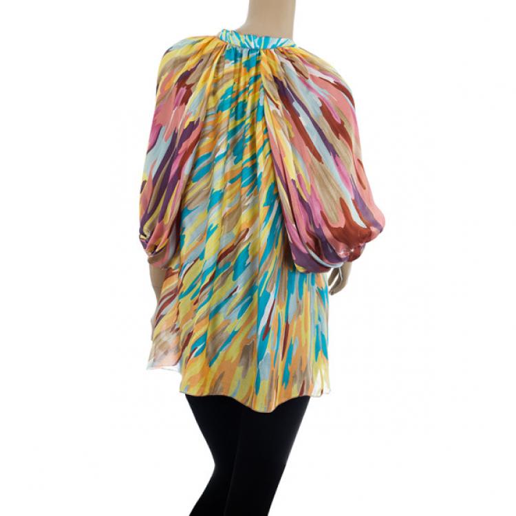 Pre Owned Missoni Collar Tie Silk Top S