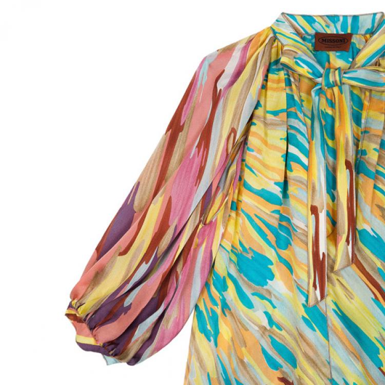 Pre Owned Missoni Collar Tie Silk Top S