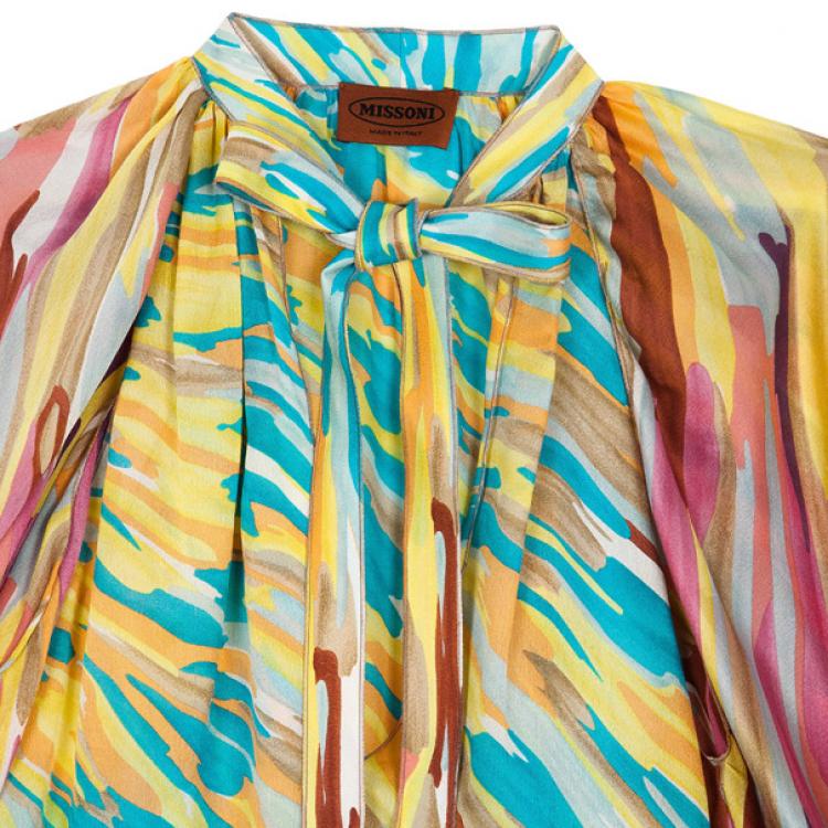 Pre Owned Missoni Collar Tie Silk Top S