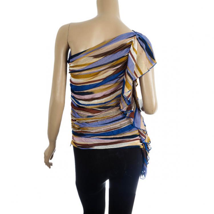 Pre Owned Missoni One Shoulder Ruffle Tunic Top S